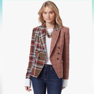 Sam Edelman Women’s Imogen Mixed Plaid Double Breasted Blazer size small